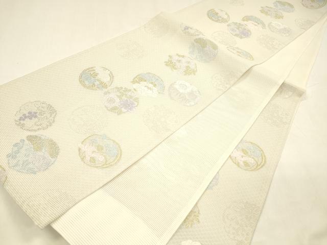 平和屋着物＊夏物　六通柄袋帯　唐織　葡萄蔦の葉花文　金銀糸　正絹　逸品　DABA0358cm 平和屋着物＊夏物 六通柄袋帯 唐織 葡萄蔦の葉花文