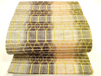 平和屋着物＊夏物 太鼓柄袋帯 抽象間道 金糸 正絹 逸品 DABA0359cm