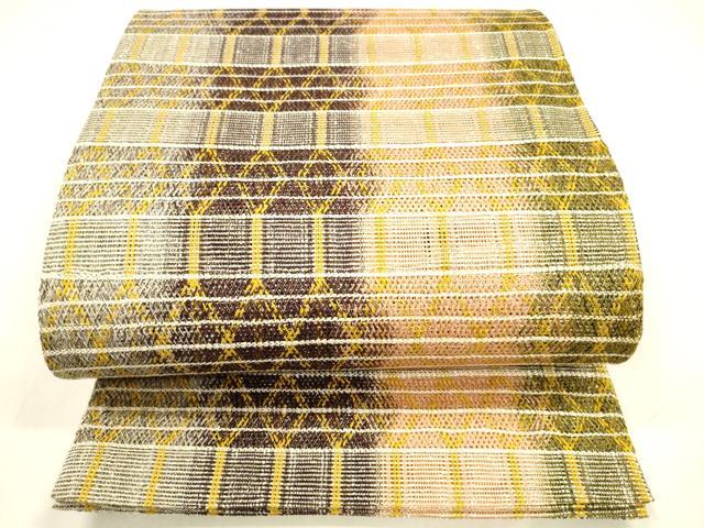 平和屋着物＊夏物 太鼓柄袋帯 抽象間道 金糸 正絹 逸品 DABA0359cm