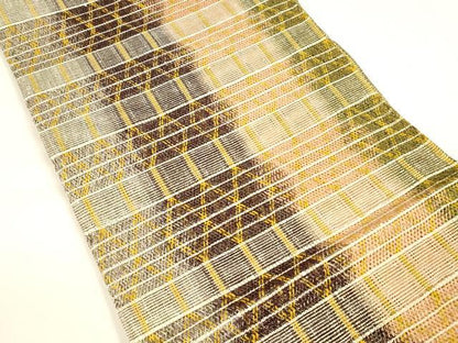 平和屋着物＊夏物 太鼓柄袋帯 抽象間道 金糸 正絹 逸品 DABA0359cm