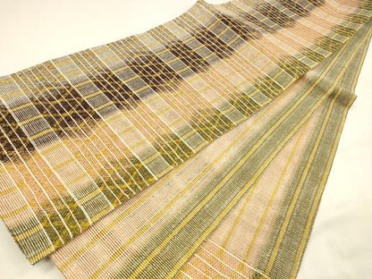 平和屋着物＊夏物 太鼓柄袋帯 抽象間道 金糸 正絹 逸品 DABA0359cm
