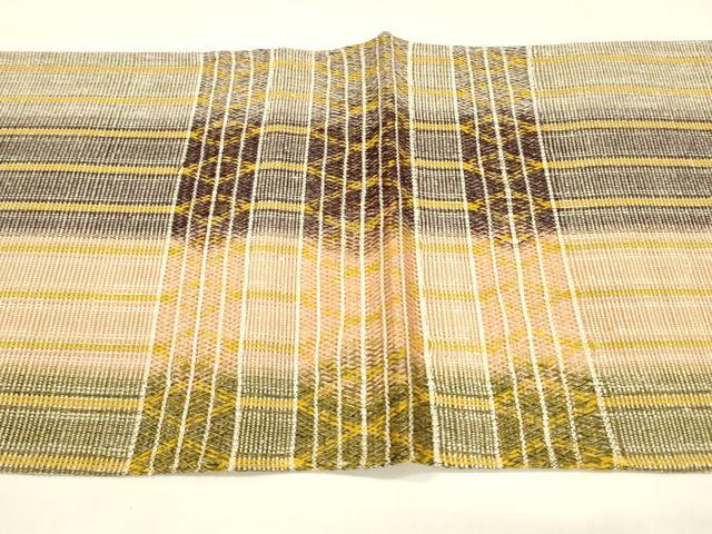 平和屋着物＊夏物 太鼓柄袋帯 抽象間道 金糸 正絹 逸品 DABA0359cm