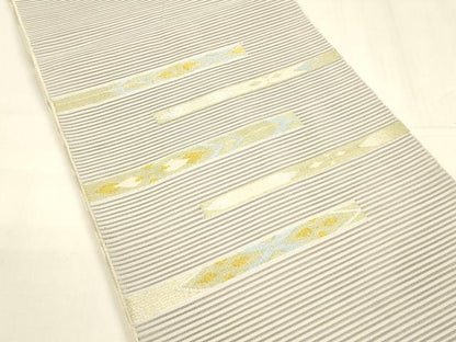 平和屋着物＊夏物 絽綴れ 太鼓柄袋帯 横段抽象文 正絹 逸品 DABA0360cm