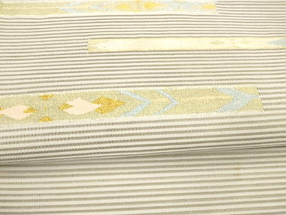 平和屋着物＊夏物 絽綴れ 太鼓柄袋帯 横段抽象文 正絹 逸品 DABA0360cm