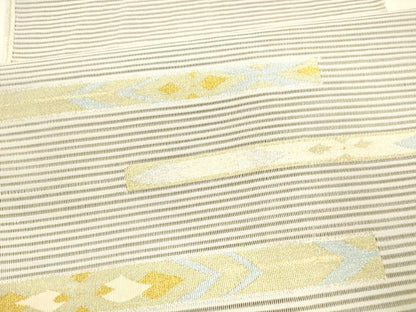 平和屋着物＊夏物 絽綴れ 太鼓柄袋帯 横段抽象文 正絹 逸品 DABA0360cm