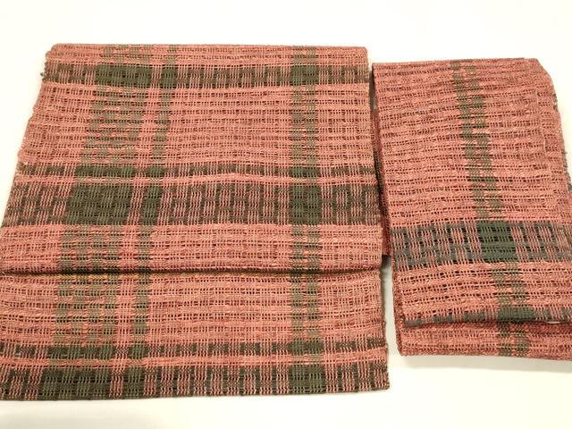 平和屋着物＊夏物 つけ帯 格子 正絹 逸品 DABA0361cm