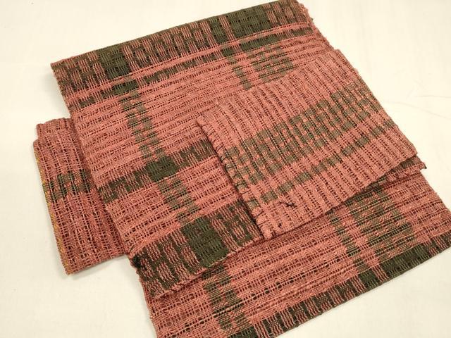 平和屋着物＊夏物 つけ帯 格子 正絹 逸品 DABA0361cm
