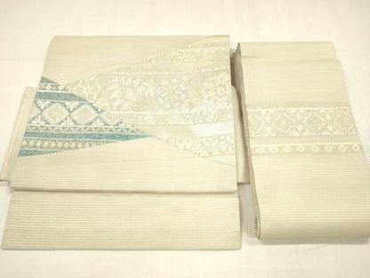 平和屋着物＊夏物 つけ帯 切嵌更紗花文 金銀糸 正絹 逸品 DABA0364cm