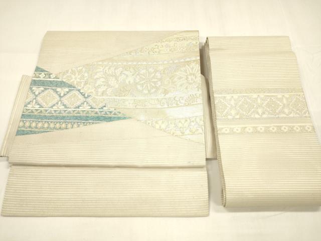 平和屋着物＊夏物 つけ帯 切嵌更紗花文 金銀糸 正絹 逸品 DABA0364cm