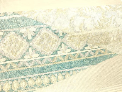 平和屋着物＊夏物 つけ帯 切嵌更紗花文 金銀糸 正絹 逸品 DABA0364cm