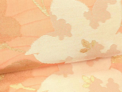 平和屋着物＊夏物 九寸名古屋帯 草花文 金糸 正絹 逸品 DABA0366cm