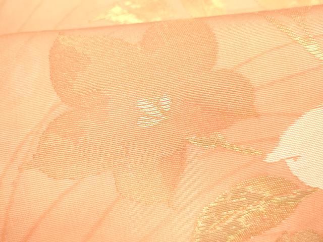 平和屋着物＊夏物 九寸名古屋帯 草花文 金糸 正絹 逸品 DABA0366cm
