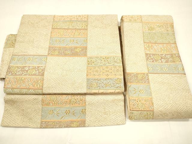 平和屋着物＊夏物 つけ帯 流水草花文 金銀糸 正絹 逸品 DABA0367cm