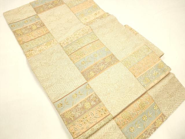 平和屋着物＊夏物 つけ帯 流水草花文 金銀糸 正絹 逸品 DABA0367cm