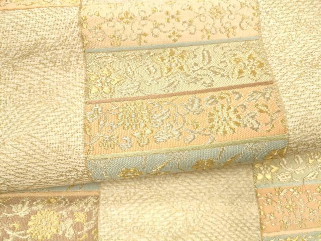 平和屋着物＊夏物 つけ帯 流水草花文 金銀糸 正絹 逸品 DABA0367cm