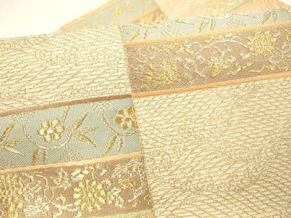 平和屋着物＊夏物 つけ帯 流水草花文 金銀糸 正絹 逸品 DABA0367cm