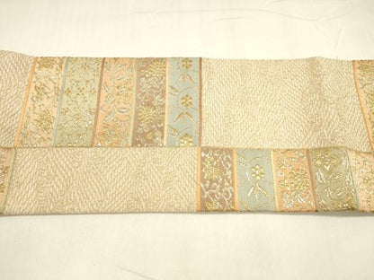 平和屋着物＊夏物 つけ帯 流水草花文 金銀糸 正絹 逸品 DABA0367cm