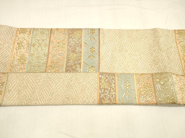 平和屋着物＊夏物 つけ帯 流水草花文 金銀糸 正絹 逸品 DABA0367cm