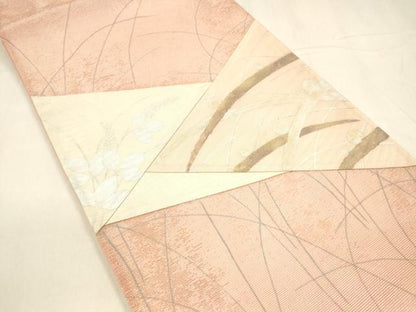 平和屋着物＊夏物 六通柄袋帯 切嵌 露草文 金銀彩 正絹 逸品 DABA0370cm