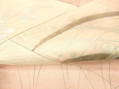 平和屋着物＊夏物 六通柄袋帯 切嵌 露草文 金銀彩 正絹 逸品 DABA0370cm