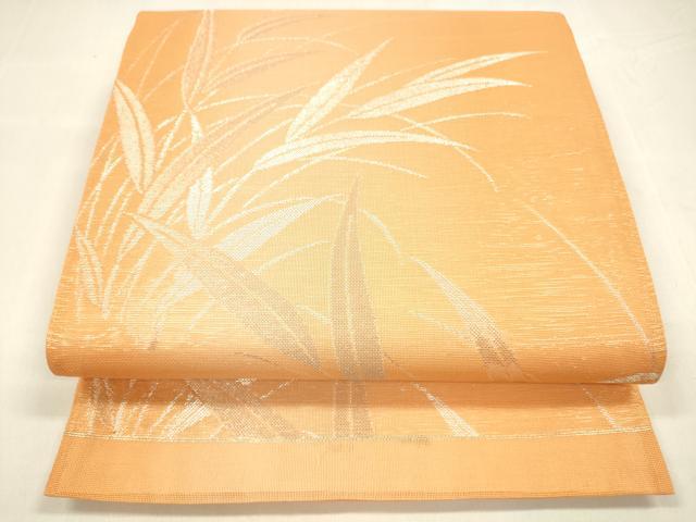 平和屋着物＊夏物 六通柄袋帯 草葉文 銀糸 正絹 逸品 DABA0371cm
