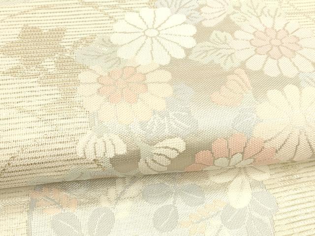 平和屋着物＊夏物 六通柄袋帯 草花丸文 金銀糸 正絹 逸品 DABA0372cm