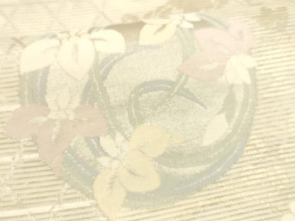 平和屋着物＊夏物 六通柄袋帯 草花丸文 金銀糸 正絹 逸品 DABA0372cm