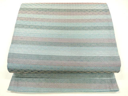 平和屋着物＊夏物 六通柄袋帯 横段文 金糸 正絹 逸品 DABA0373cm