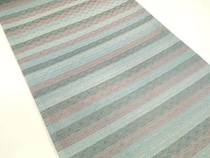 平和屋着物＊夏物 六通柄袋帯 横段文 金糸 正絹 逸品 DABA0373cm