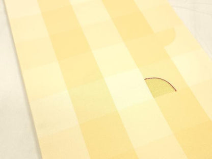 平和屋着物＊夏物 全通柄袋帯 市松幾何学文 金糸 正絹 逸品 DABA0378cm