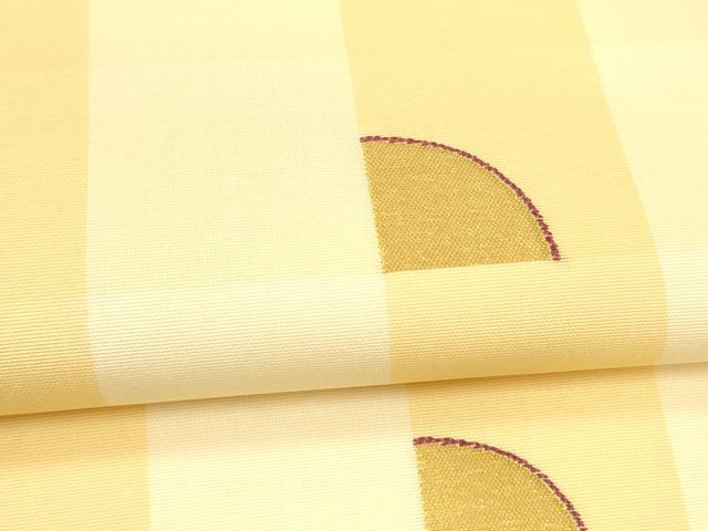 平和屋着物＊夏物 全通柄袋帯 市松幾何学文 金糸 正絹 逸品 DABA0378cm