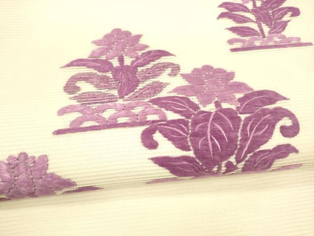 平和屋着物＊夏物 太鼓柄袋帯 総刺繍 名物裂 草花文 銀糸 正絹 逸品 DABA0380cm