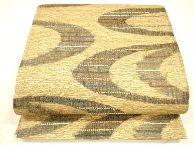 平和屋着物＊夏物 六通柄袋帯 櫛織 流水文 銀糸 正絹 逸品 DABA0382cm