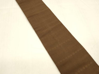 平和屋着物●男性　本場筑前博多織　角帯　横段文　焦茶色　正絹　逸品　DABA0389cm