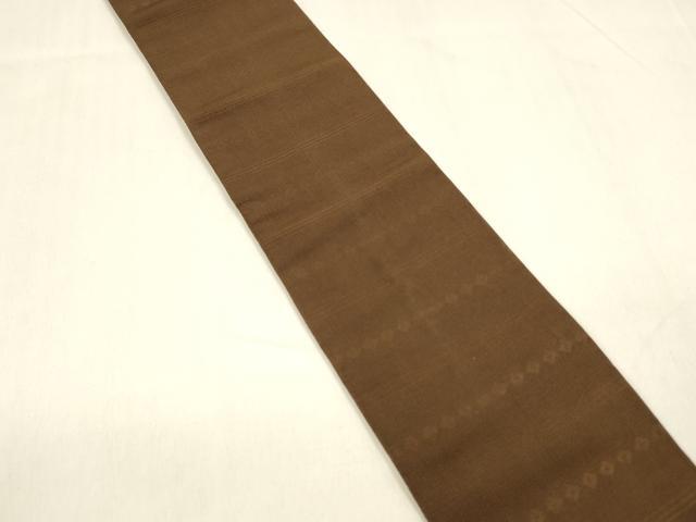 平和屋着物●男性　本場筑前博多織　角帯　横段文　焦茶色　正絹　逸品　DABA0389cm