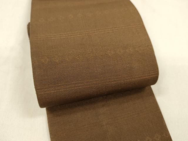 平和屋着物●男性　本場筑前博多織　角帯　横段文　焦茶色　正絹　逸品　DABA0389cm