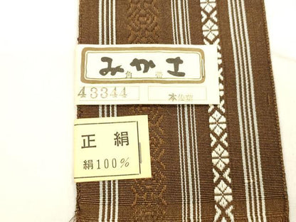 平和屋着物●男性　本場筑前博多織　角帯　献上　正絹　逸品　DABA0400cm