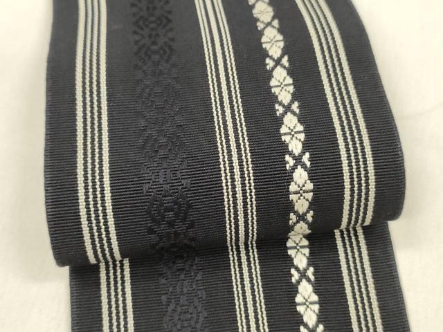 平和屋着物●男性　本場筑前博多織　角帯　献上　証紙付き　正絹　逸品　DABA0401cm