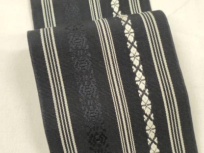 平和屋着物●男性　本場筑前博多織　角帯　献上　証紙付き　正絹　逸品　DABA0401cm