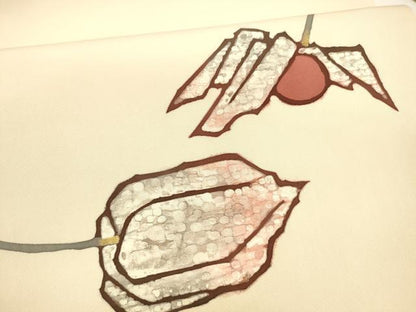 平和屋着物●塩瀬　九寸名古屋帯　ろうけつ染め　作家物　成り物　金糸　正絹　逸品　DABA0436cm