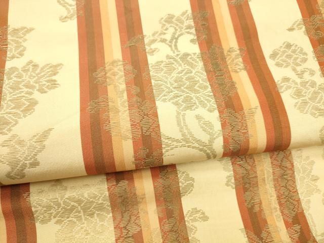 平和屋着物●九寸名古屋帯　草花間道　正絹　逸品　DABA0449cm
