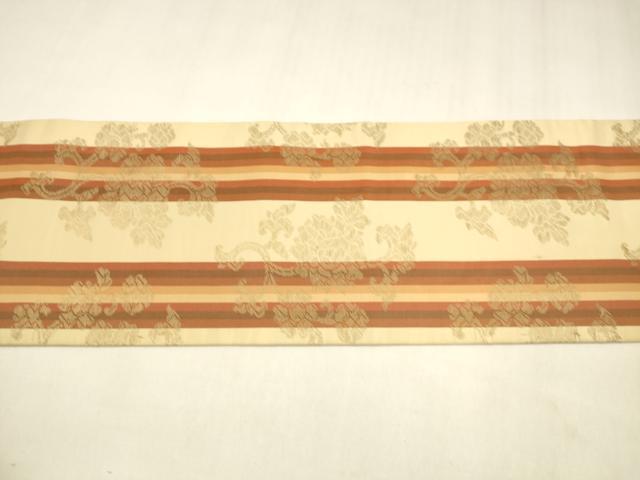 平和屋着物●九寸名古屋帯　草花間道　正絹　逸品　DABA0449cm