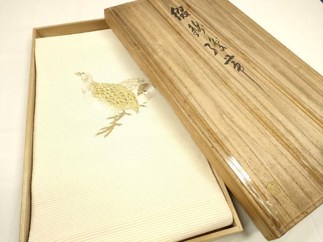 平和屋着物＊夏物 爪掻き本綴れ 石川綴れ 太鼓柄袋帯 総手刺繍 群鶉 金銀糸 共箱付き 正絹 逸品 DABA0454cm