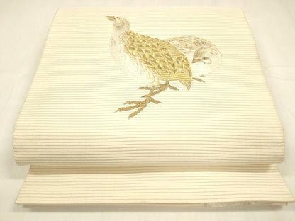 平和屋着物＊夏物 爪掻き本綴れ 石川綴れ 太鼓柄袋帯 総手刺繍 群鶉 金銀糸 共箱付き 正絹 逸品 DABA0454cm