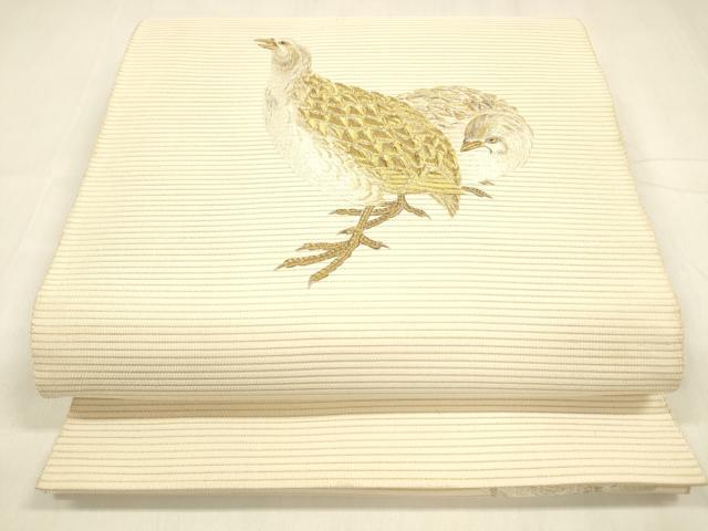 平和屋着物＊夏物 爪掻き本綴れ 石川綴れ 太鼓柄袋帯 総手刺繍 群鶉 金銀糸 共箱付き 正絹 逸品 DABA0454cm