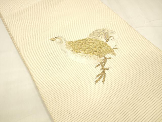平和屋着物＊夏物 爪掻き本綴れ 石川綴れ 太鼓柄袋帯 総手刺繍 群鶉 金銀糸 共箱付き 正絹 逸品 DABA0454cm