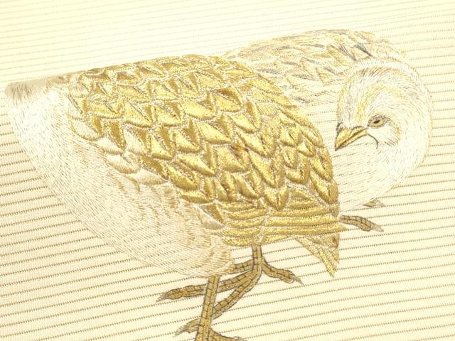 平和屋着物＊夏物 爪掻き本綴れ 石川綴れ 太鼓柄袋帯 総手刺繍 群鶉 金銀糸 共箱付き 正絹 逸品 DABA0454cm