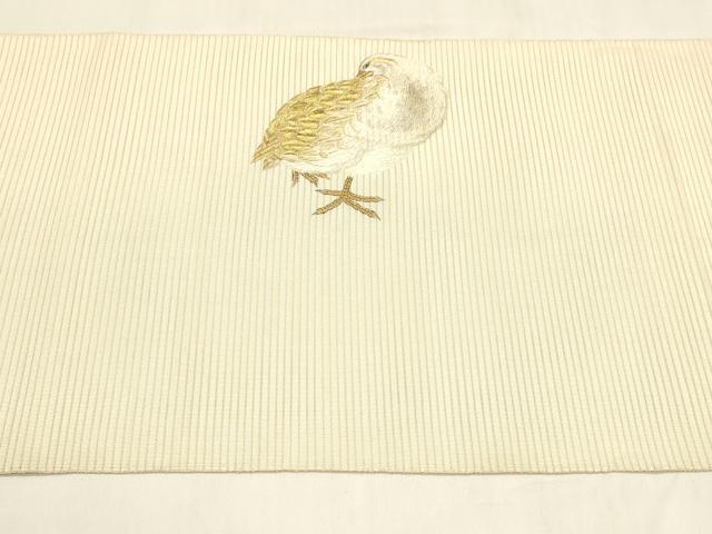 平和屋着物＊夏物 爪掻き本綴れ 石川綴れ 太鼓柄袋帯 総手刺繍 群鶉 金銀糸 共箱付き 正絹 逸品 DABA0454cm