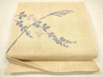 平和屋着物＊夏物 八寸名古屋帯 草葉文 麻 逸品 DABA0458cm
