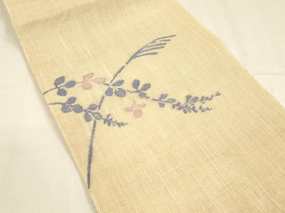 平和屋着物＊夏物 八寸名古屋帯 草葉文 麻 逸品 DABA0458cm